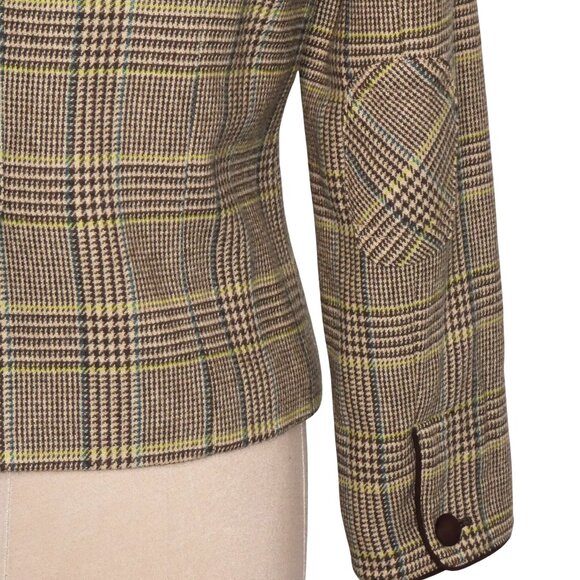 Vintage Joe Fresh Multi Brown Plaid Wool Blazer Size M - Picture 3 of 13